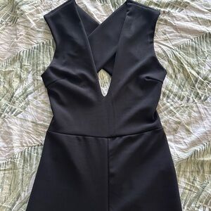 Lulu's Black Plunge Neck Sleeveless Jumpsuit
